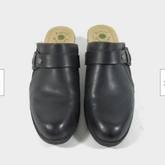 Earth Origins Andria Welltek System Faux Leather Black Slides Clogs Mules Sz 10 - Picture 2 of 5